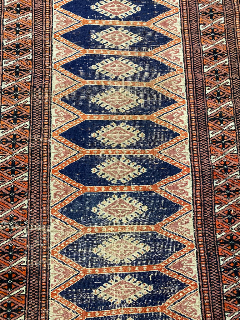 2.9 x 7.9 Vintage Turkman Jaldar Runner- 1960's LOW PILE ESTAE Rug #F-6785