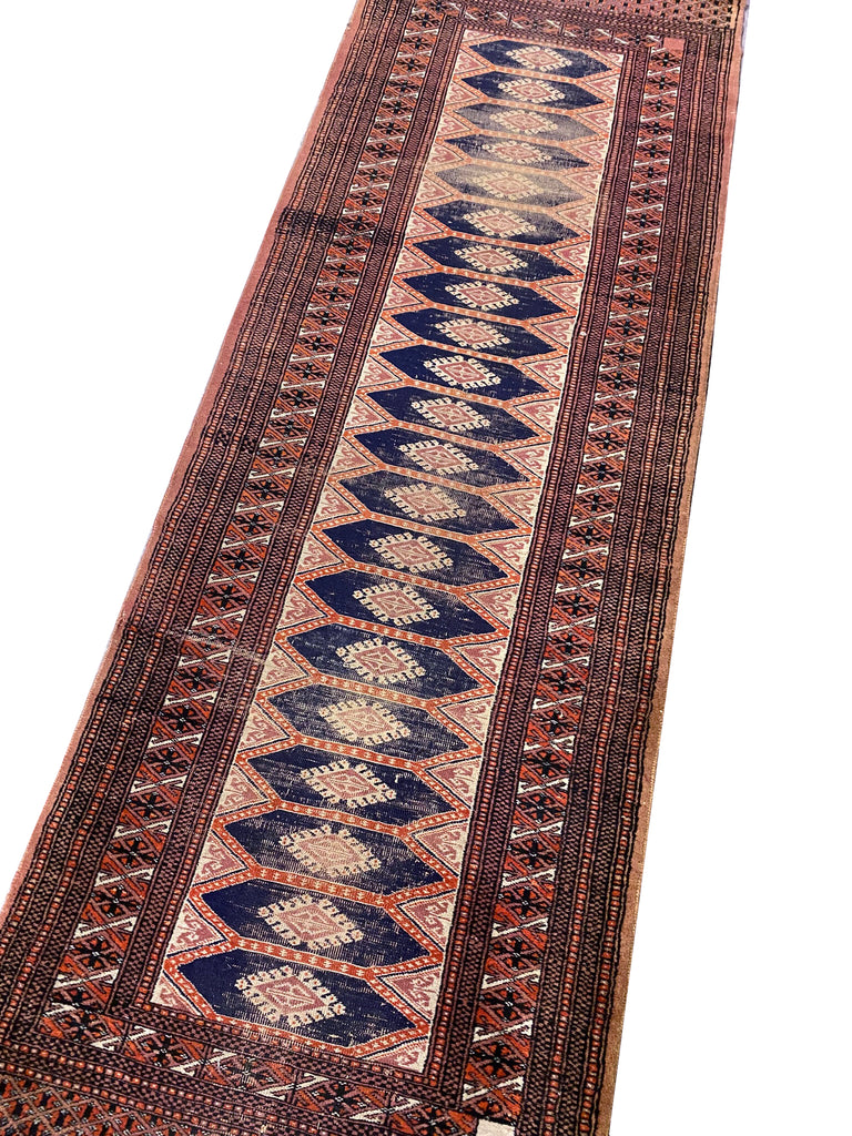 2.9 x 7.9 Vintage Turkman Jaldar Runner- 1960's LOW PILE ESTAE Rug #F-6785