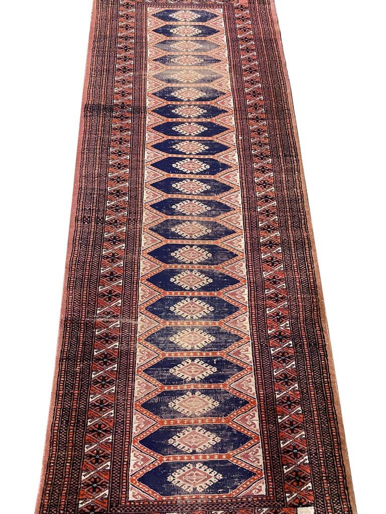 2.9 x 7.9 Vintage Turkman Jaldar Runner- 1960's LOW PILE ESTAE Rug #F-6785