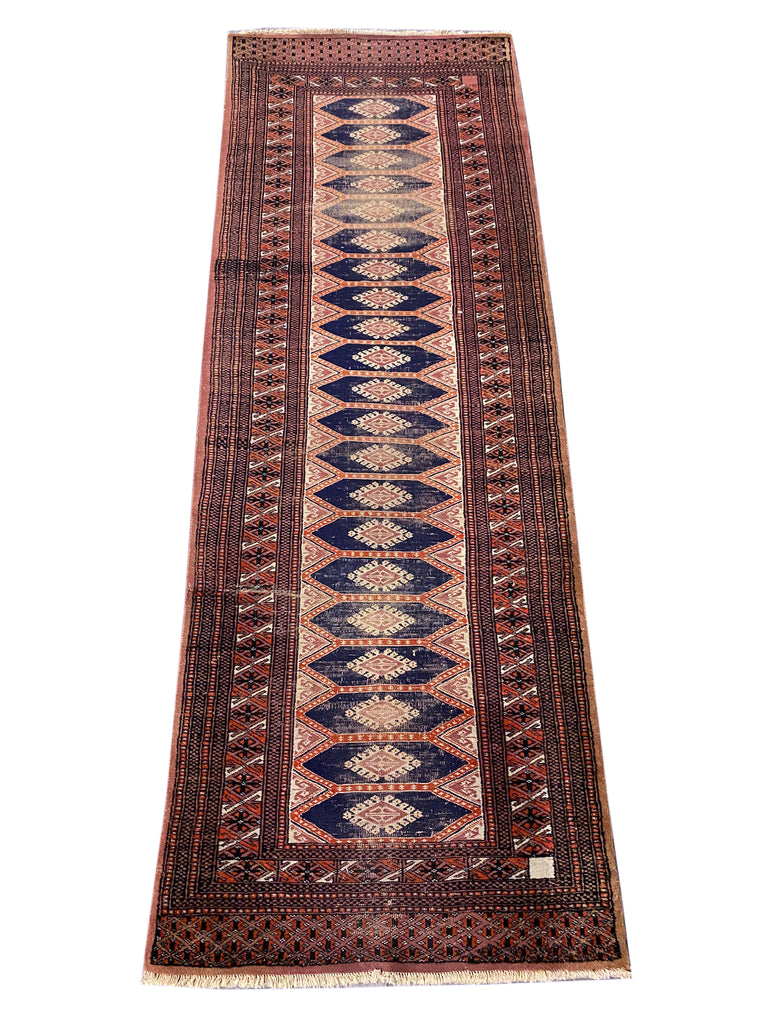2.9 x 7.9 Vintage Turkman Jaldar Runner- 1960's LOW PILE ESTAE Rug #F-6785