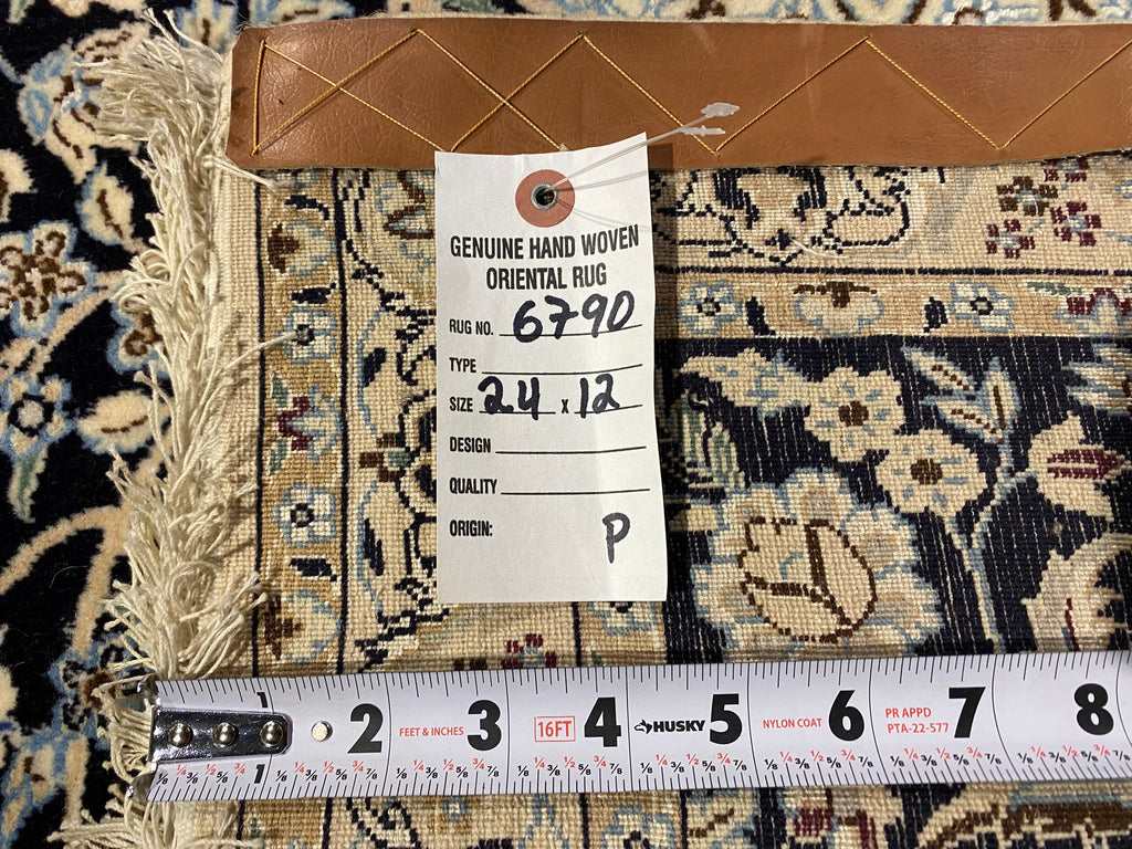 12' Feet Runner Authentic Quality Persian Wool and Silk Nain Rug #F-6790