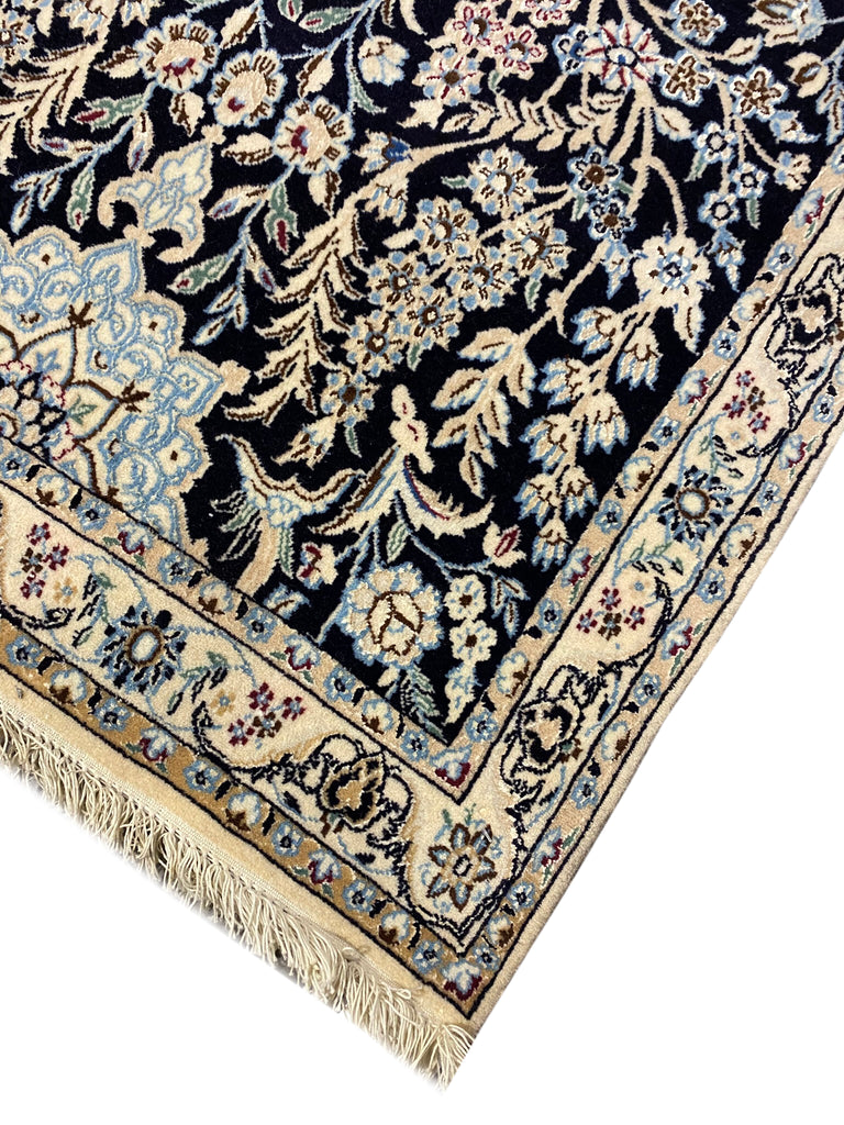 12' Feet Runner Authentic Quality Persian Wool and Silk Nain Rug #F-6790