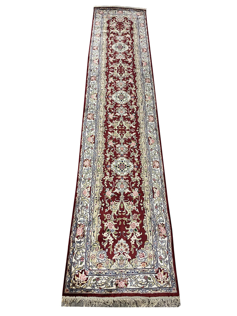 12' Feet Runner Handmade Bamboo Silk French BURGUNDY #F-6793