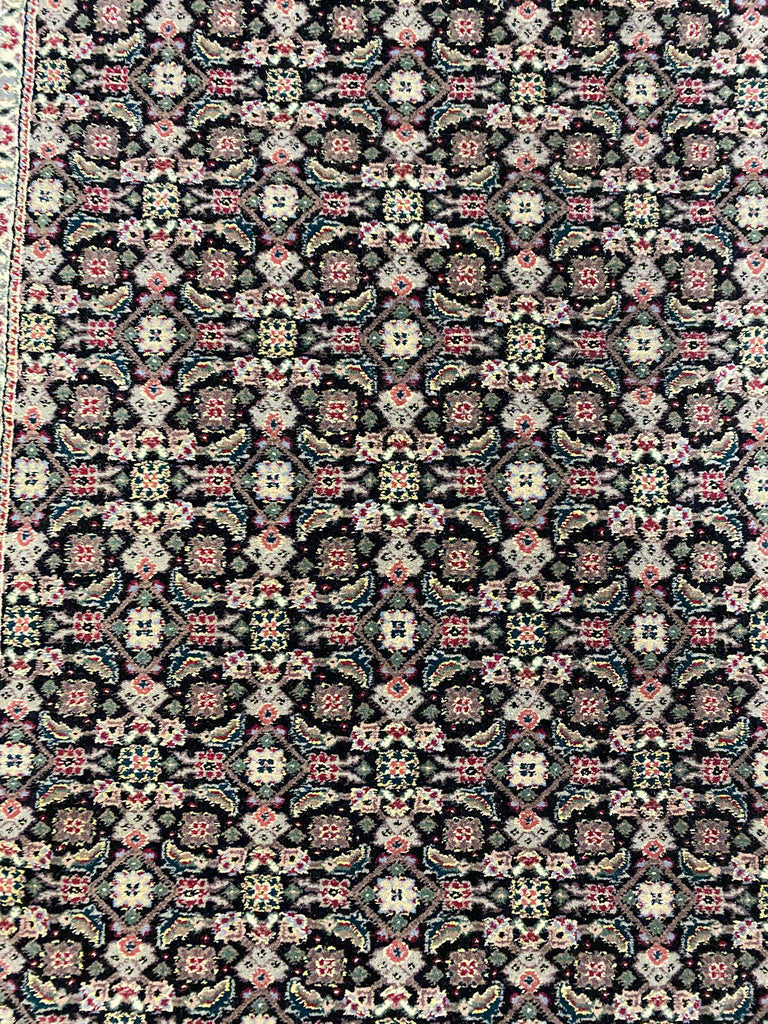 8' Feet Runner Herati Fish Tabriz BLACK Fine Rug Wool and SILK #F-6794