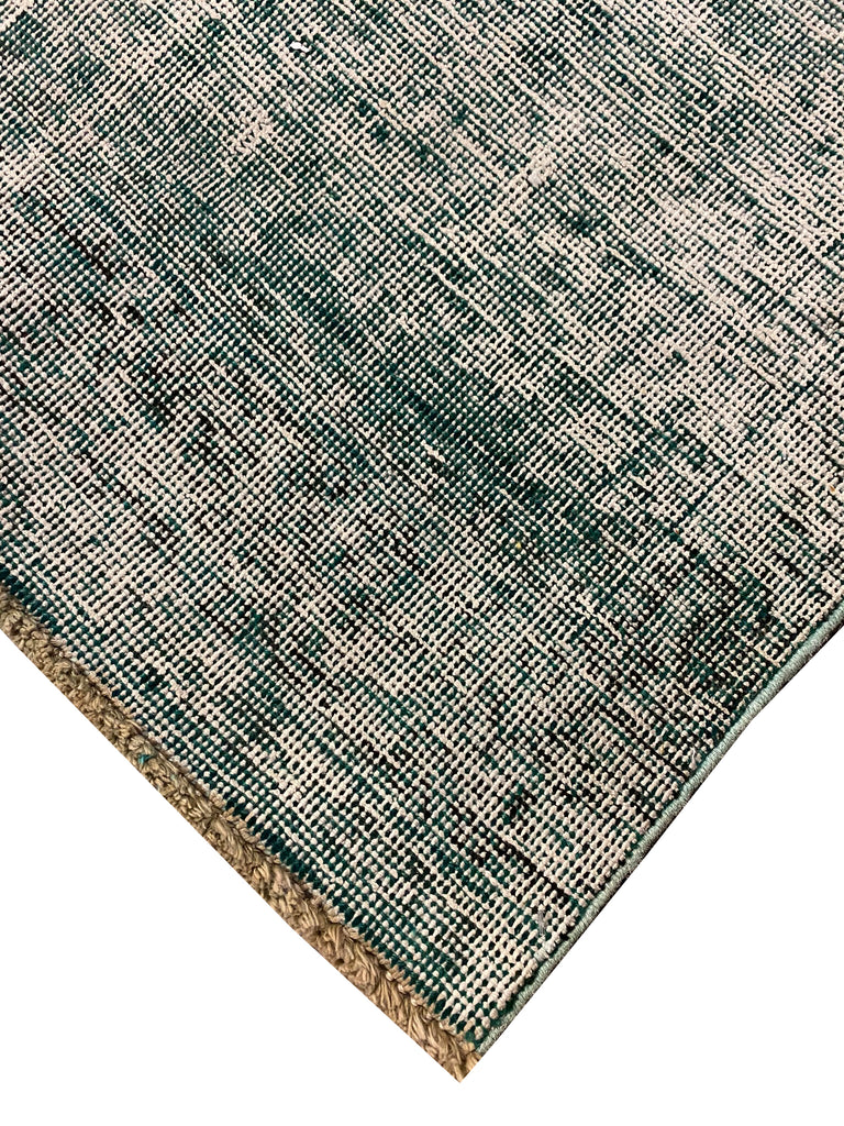 15' Long Vintage Runner Low Pile GREEN Contemporary #F-6795