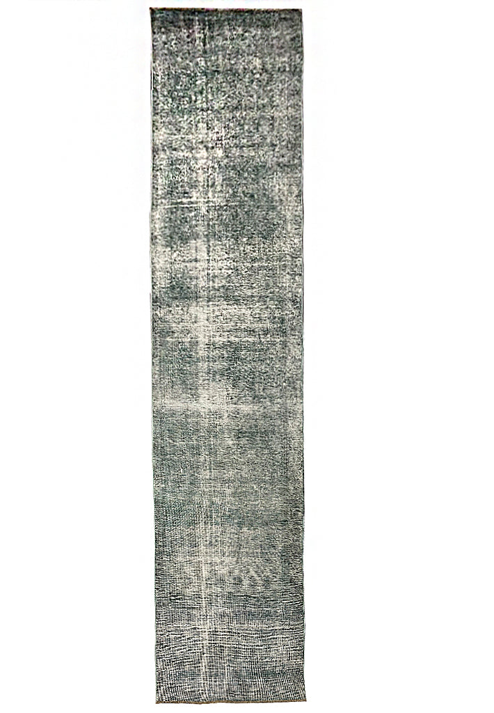 15' Long Vintage Runner Low Pile GREEN Contemporary #F-6795