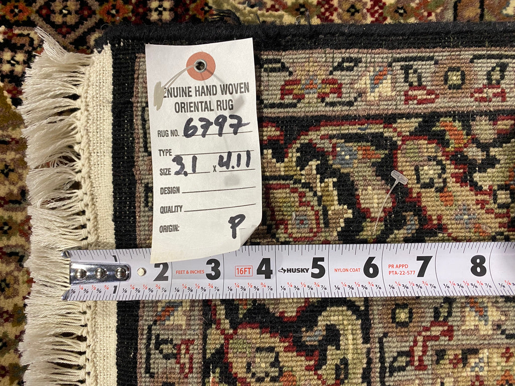 3.1 x 4.11 Quality Handmade Wool and Silk Mahi Tabriz Rug BLACK #F-6797