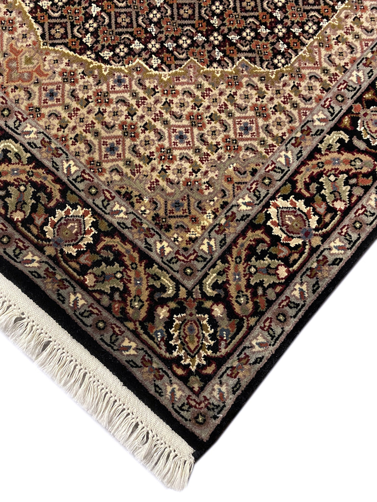 3.1 x 4.11 Quality Handmade Wool and Silk Mahi Tabriz Rug BLACK #F-6797