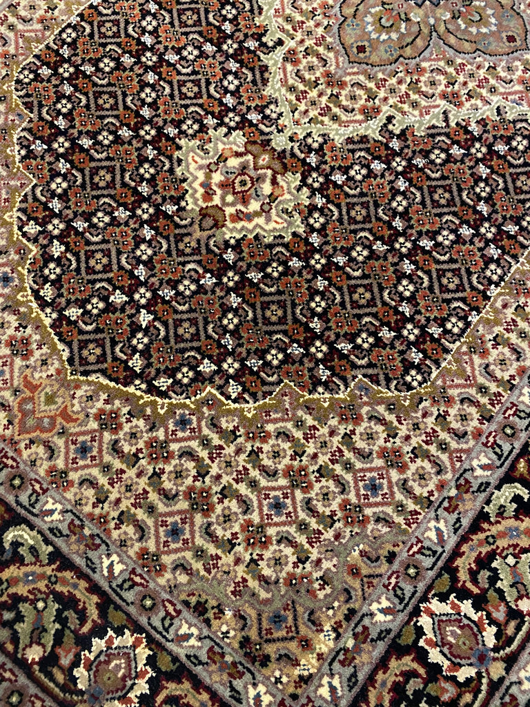 3.1 x 4.11 Quality Handmade Wool and Silk Mahi Tabriz Rug BLACK #F-6797