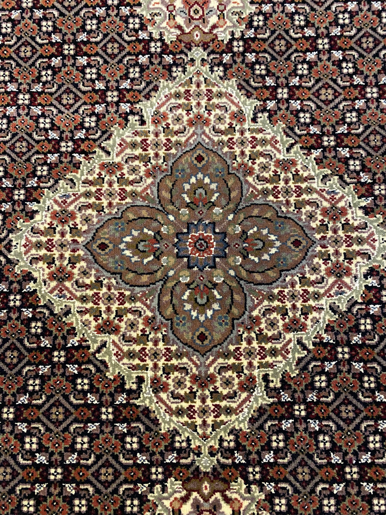 3.1 x 4.11 Quality Handmade Wool and Silk Mahi Tabriz Rug BLACK #F-6797