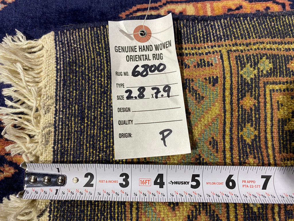 8' Foot Runner Handmade Bokhara Navy Blue #F-6800