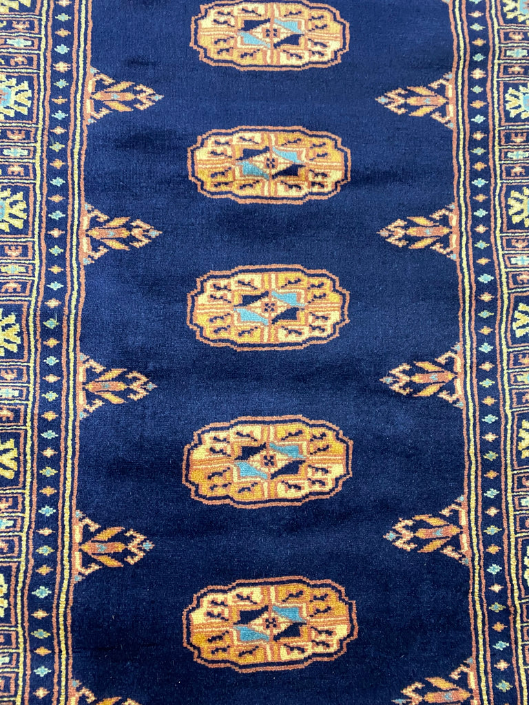 8' Foot Runner Handmade Bokhara Navy Blue #F-6800