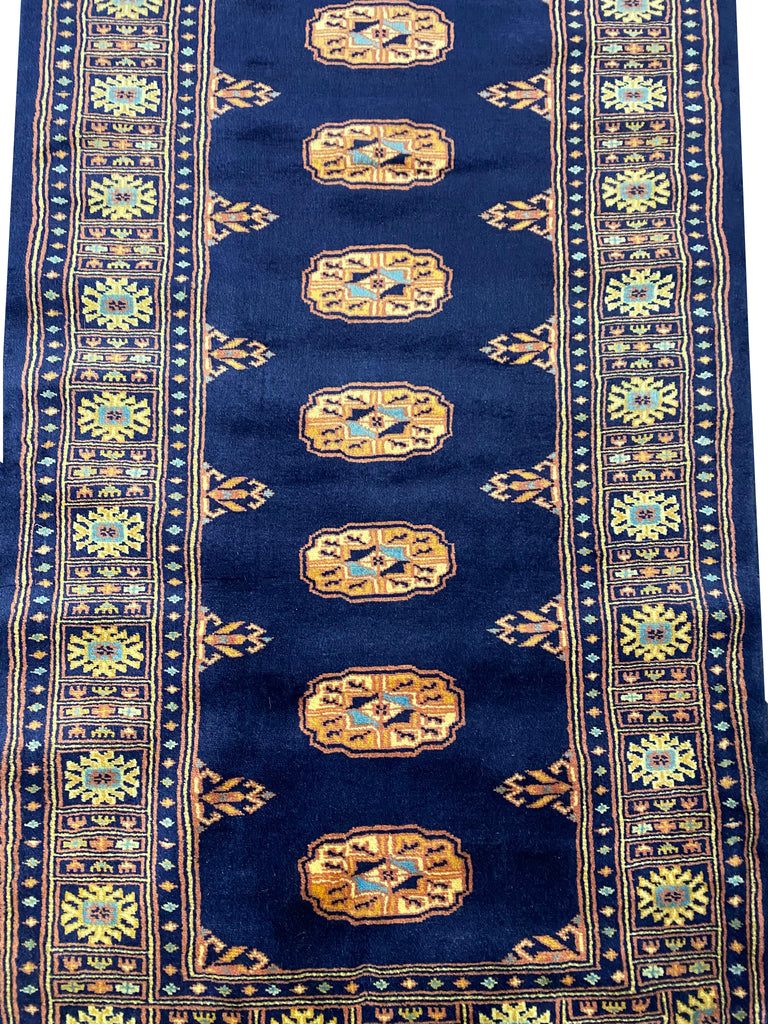 8' Foot Runner Handmade Bokhara Navy Blue #F-6800
