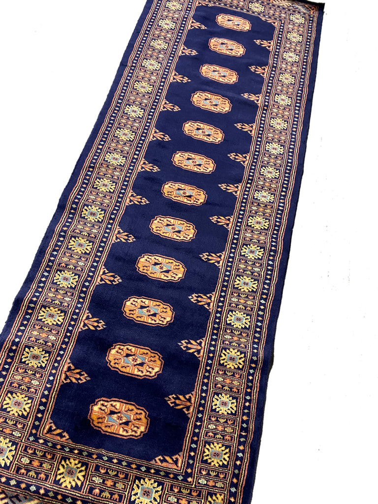 8' Foot Runner Handmade Bokhara Navy Blue #F-6800