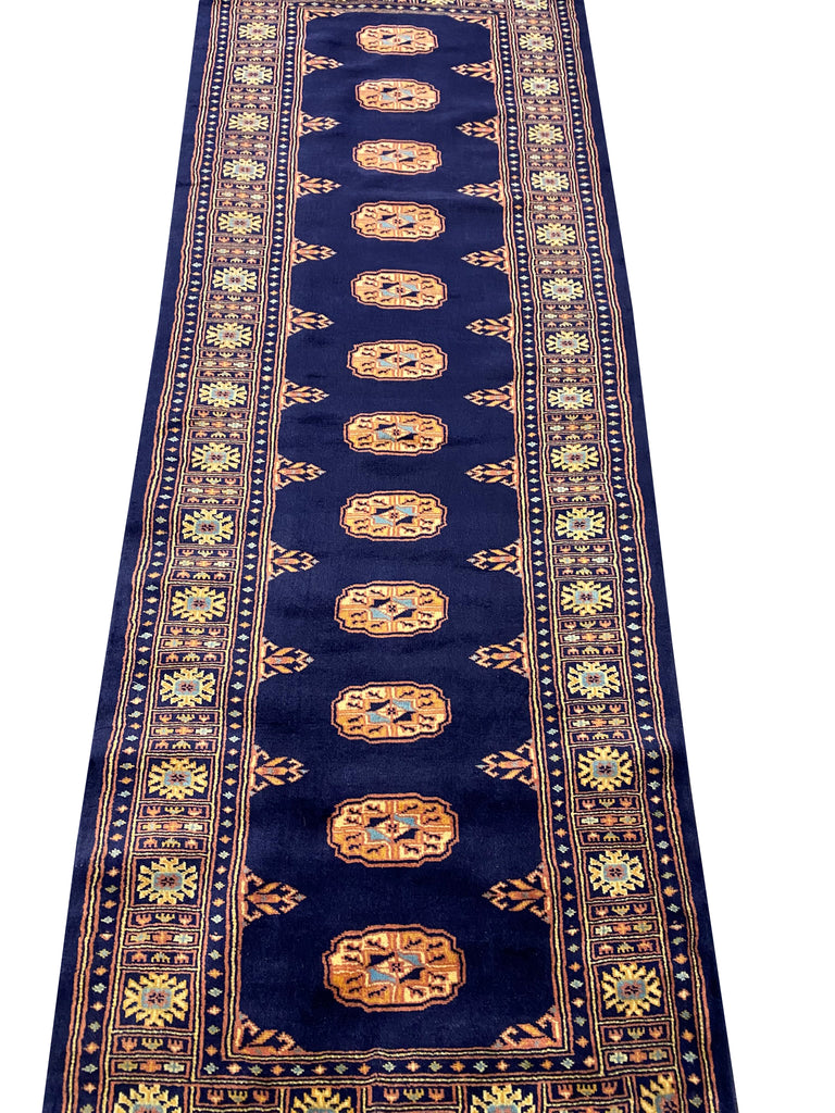 8' Foot Runner Handmade Bokhara Navy Blue #F-6800