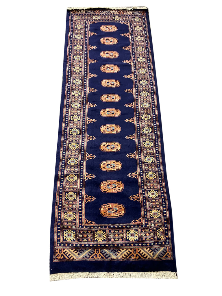 8' Foot Runner Handmade Bokhara Navy Blue #F-6800