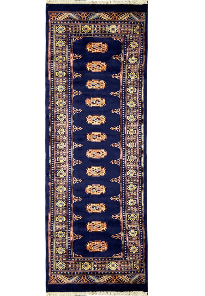 8' Foot Runner Handmade Bokhara Navy Blue #F-6800