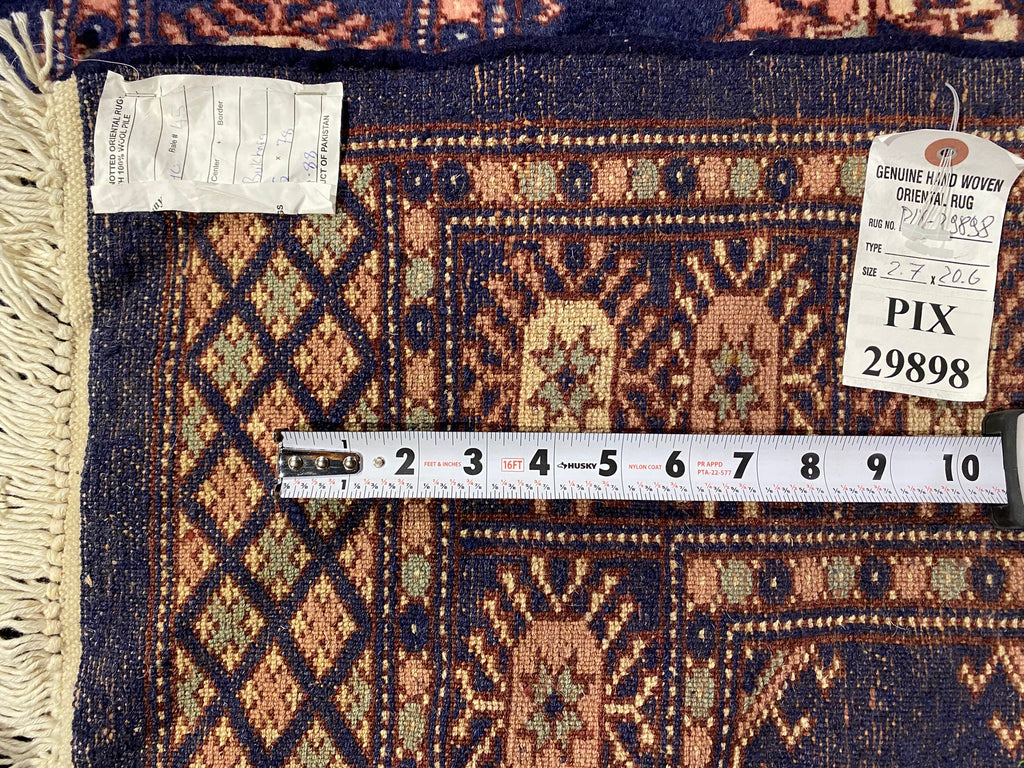 20' Feet Long Bokhara Handmade Runner DARK BLUE #PIX-29898