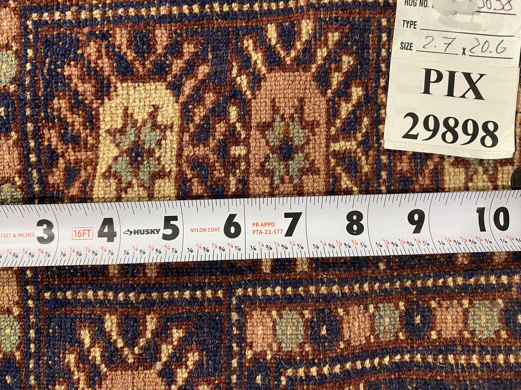 20' Feet Long Bokhara Handmade Runner DARK BLUE #PIX-29898