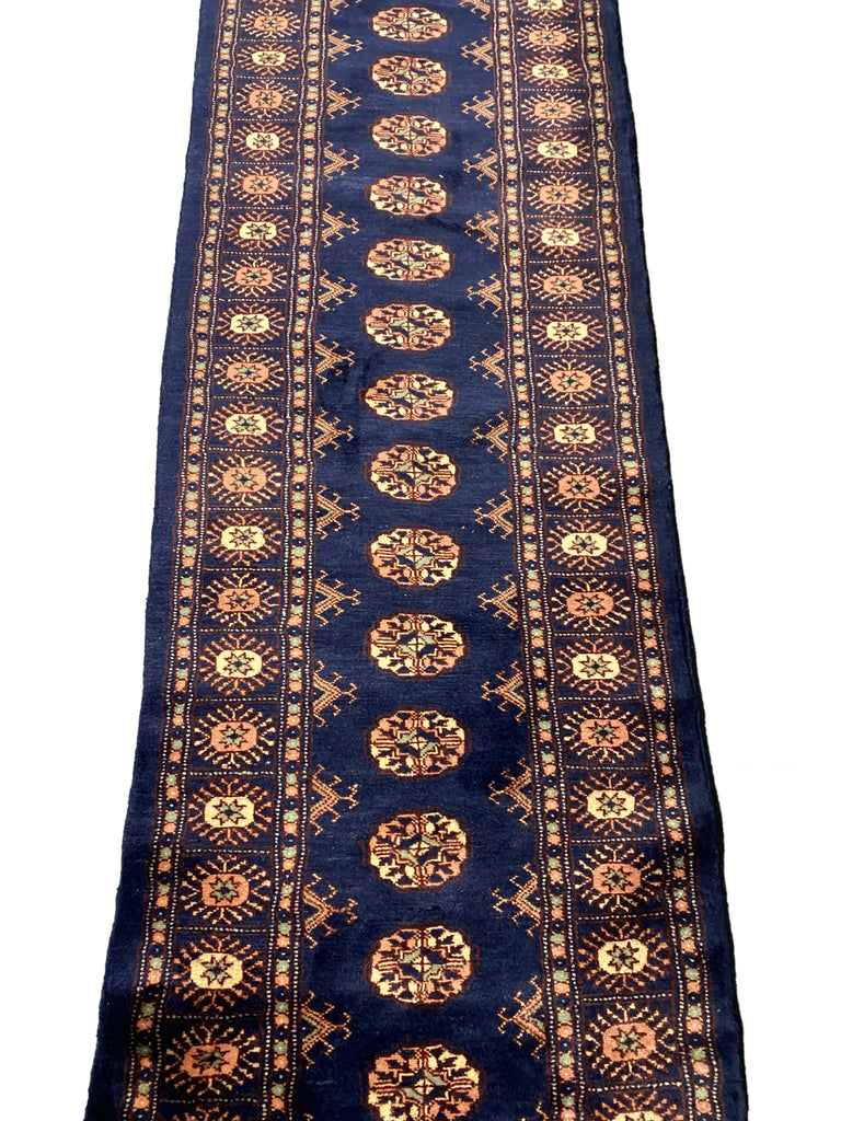 20' Feet Long Bokhara Handmade Runner DARK BLUE #PIX-29898