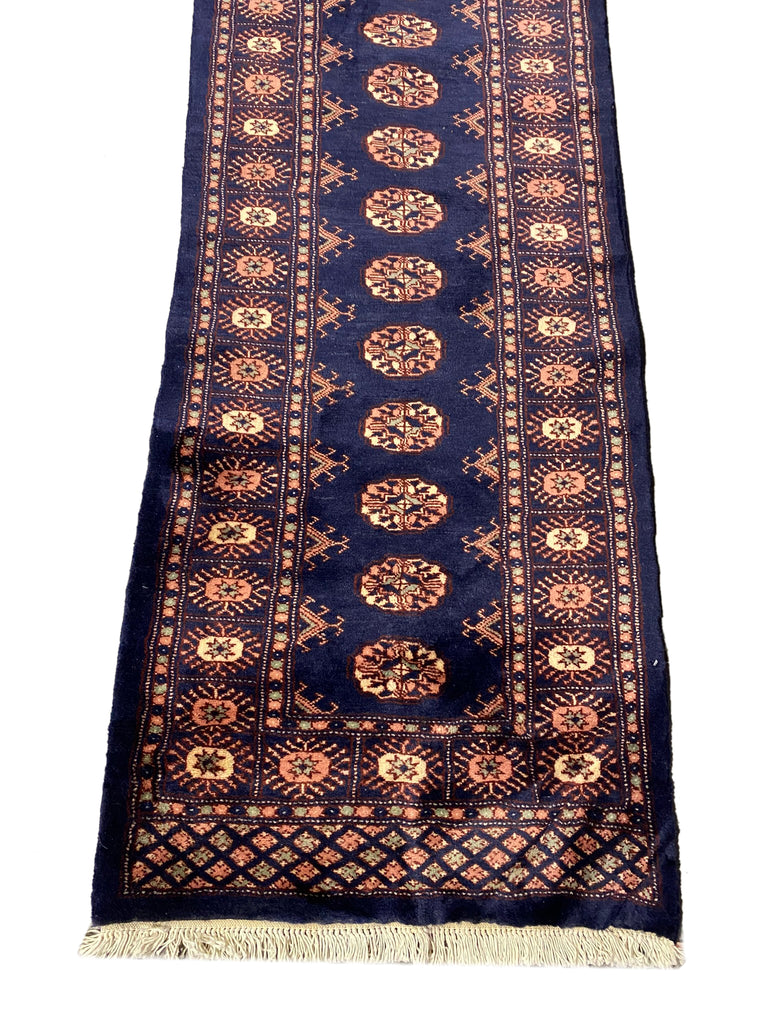 20' Feet Long Bokhara Handmade Runner DARK BLUE #PIX-29898