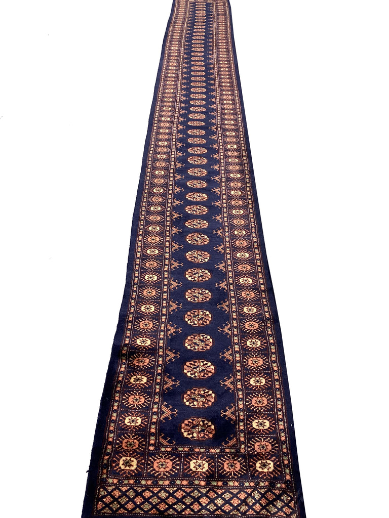 20' Feet Long Bokhara Handmade Runner DARK BLUE #PIX-29898