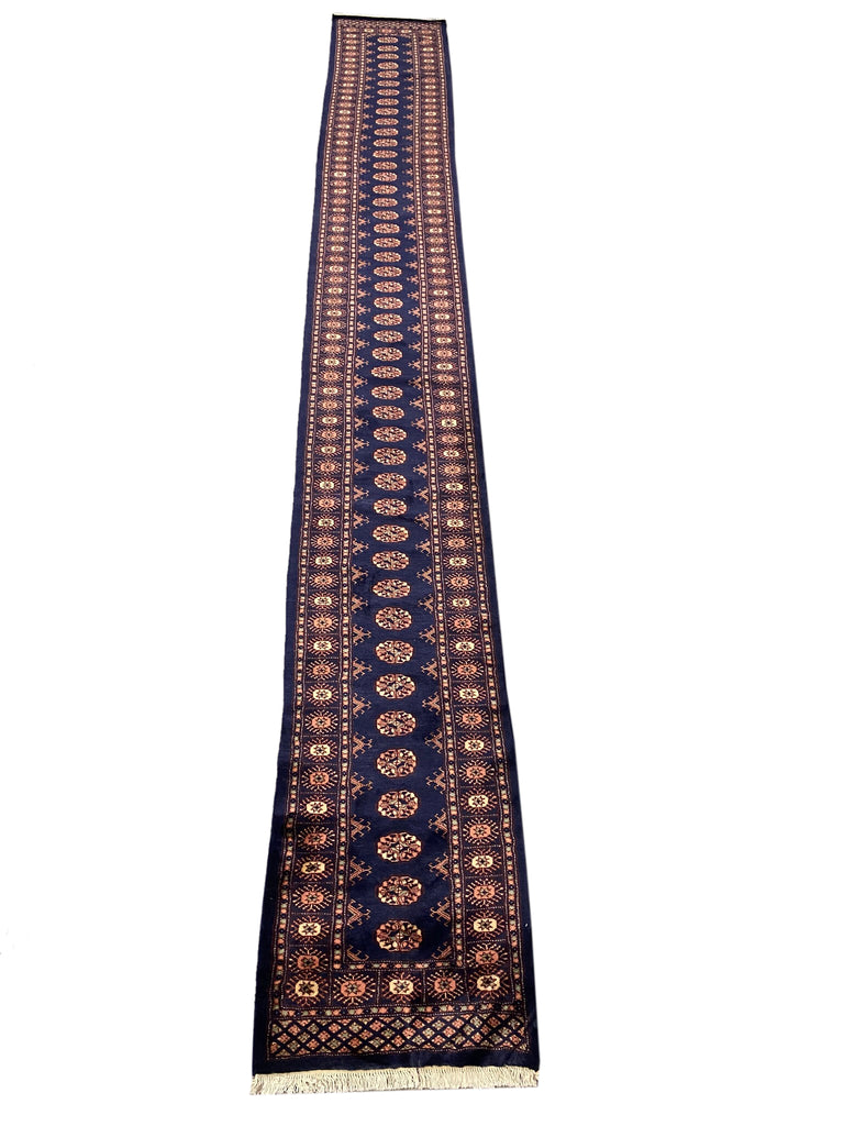 20' Feet Long Bokhara Handmade Runner DARK BLUE #PIX-29898
