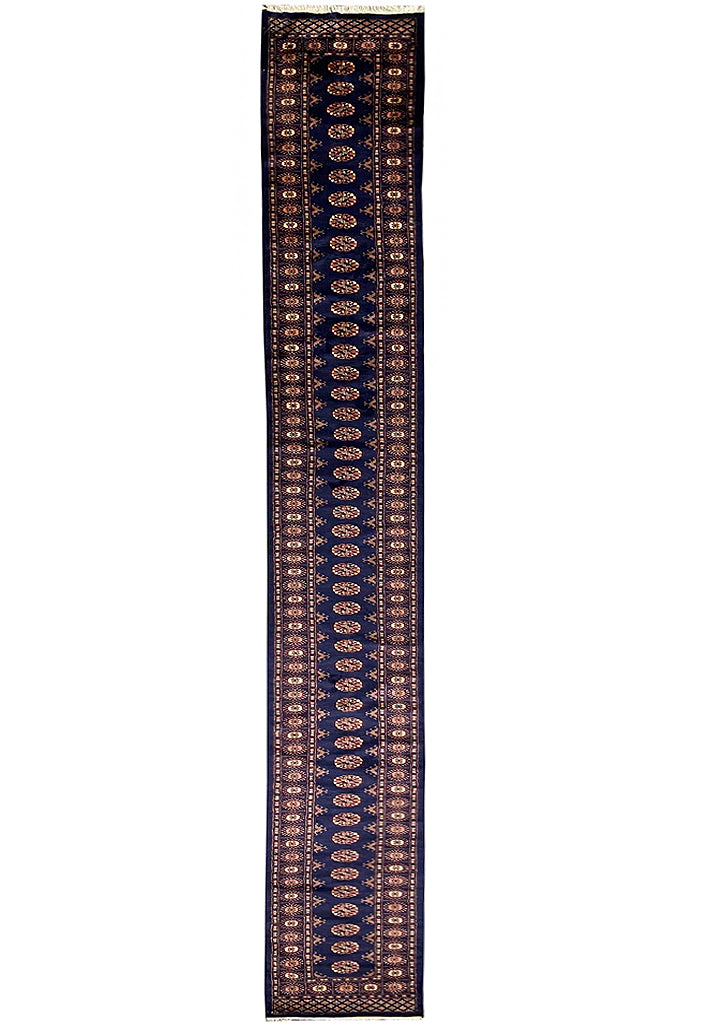 20' Feet Long Bokhara Handmade Runner DARK BLUE #PIX-29898