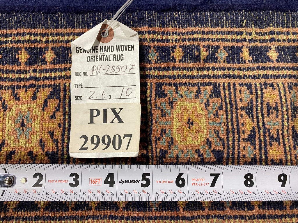 10' New Handmade Bokhara Runner DARK BLUE #PIX-29907