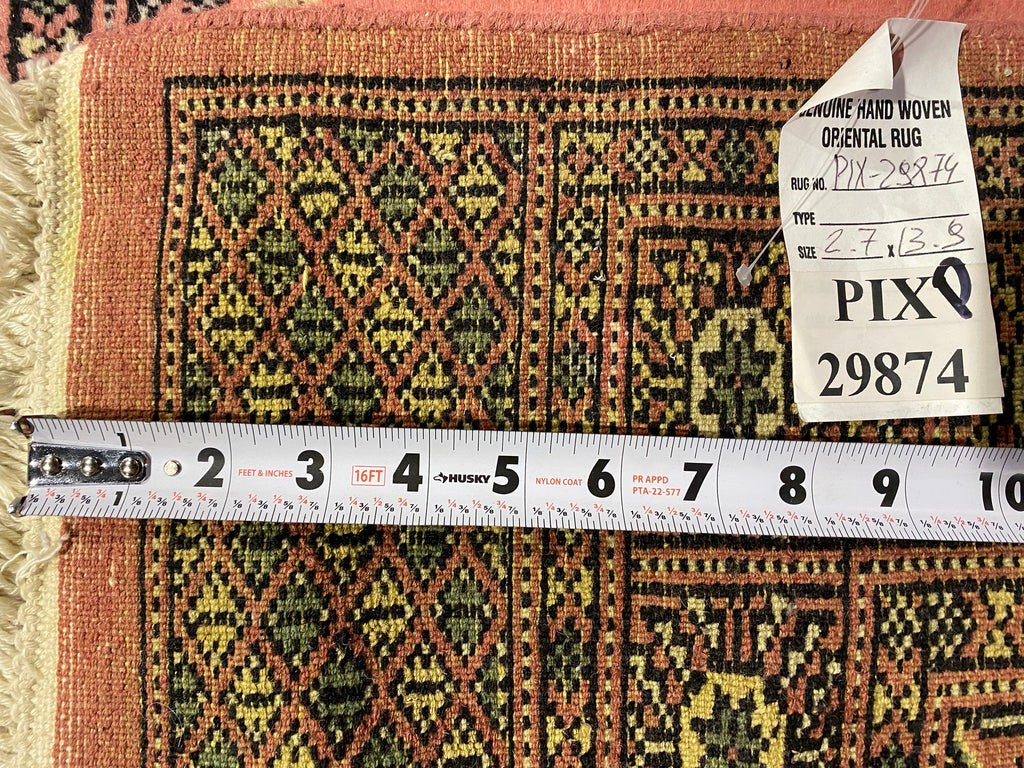 14' Feet Long Runner Classic Handmade Bokhara Rose Salmon #PIX-29874