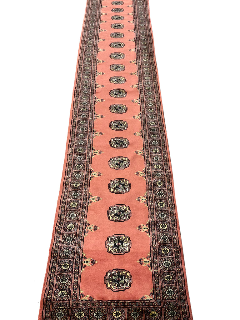 14' Feet Long Runner Classic Handmade Bokhara Rose Salmon #PIX-29874