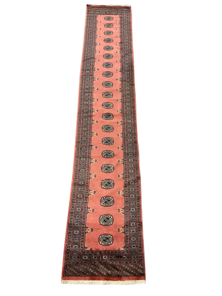 14' Feet Long Runner Classic Handmade Bokhara Rose Salmon #PIX-29874