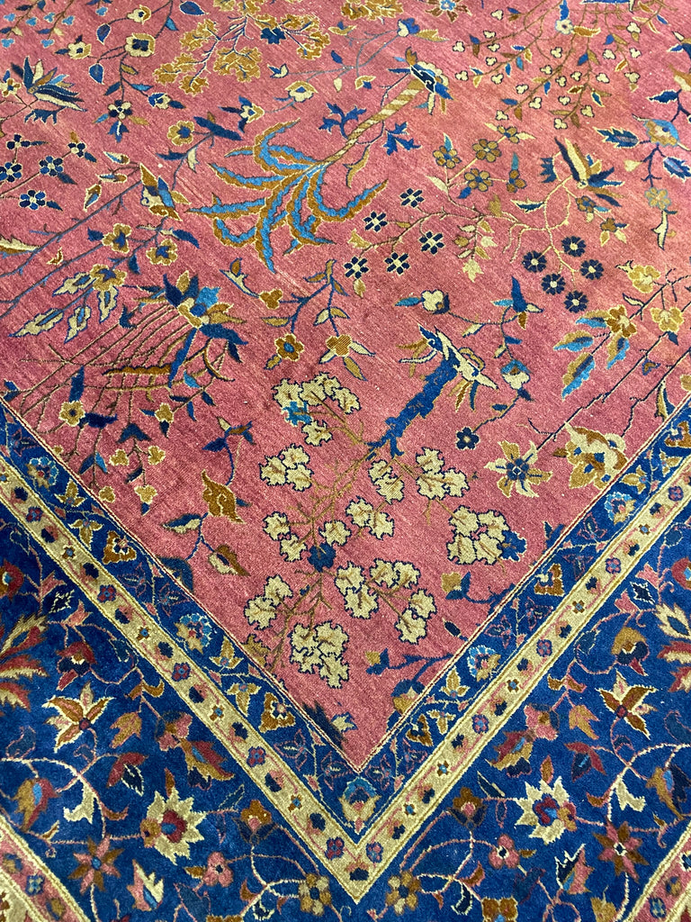 9.11 x 11.9 Antique Tabriz Wool Rug TREES #F-6804