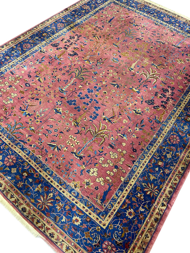 9.11 x 11.9 Antique Tabriz Wool Rug TREES #F-6804