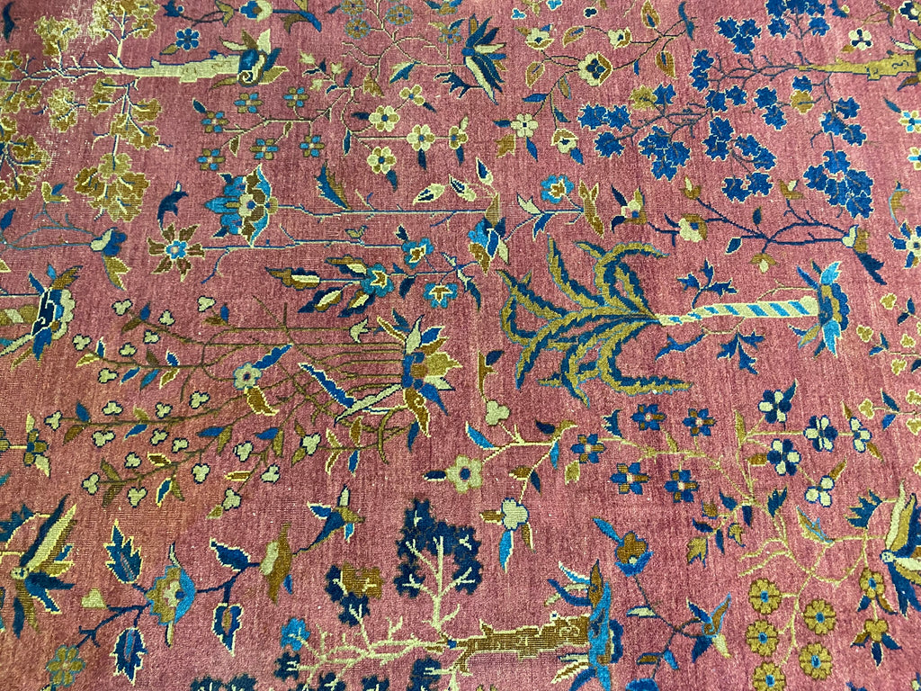 9.11 x 11.9 Antique Tabriz Wool Rug TREES #F-6804