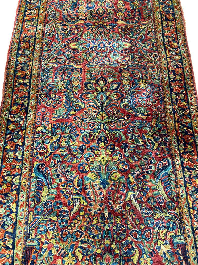 3.8 X 9.10 Antique Sarouk Runner 1940's #F-6805