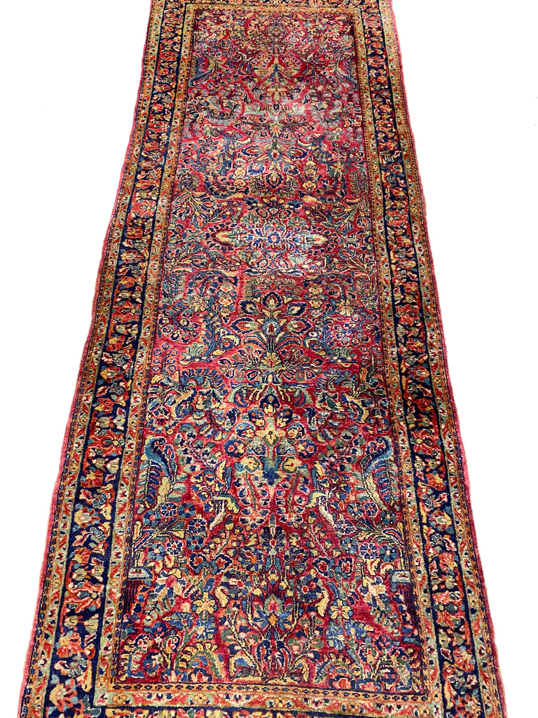 3.8 X 9.10 Antique Sarouk Runner 1940's #F-6805