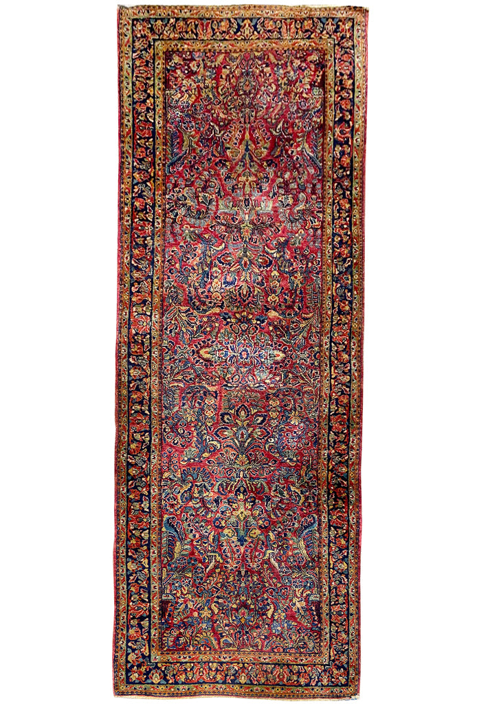3.8 X 9.10 Antique Sarouk Runner 1940's #F-6805