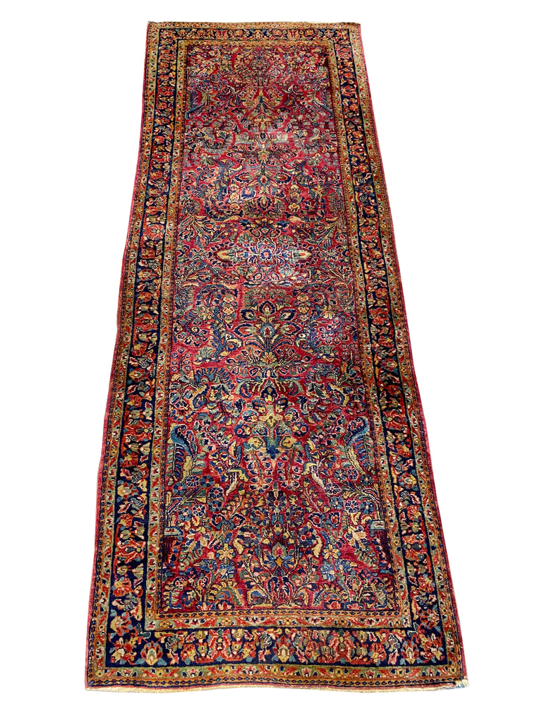 3.8 X 9.10 Antique Sarouk Runner 1940's #F-6805