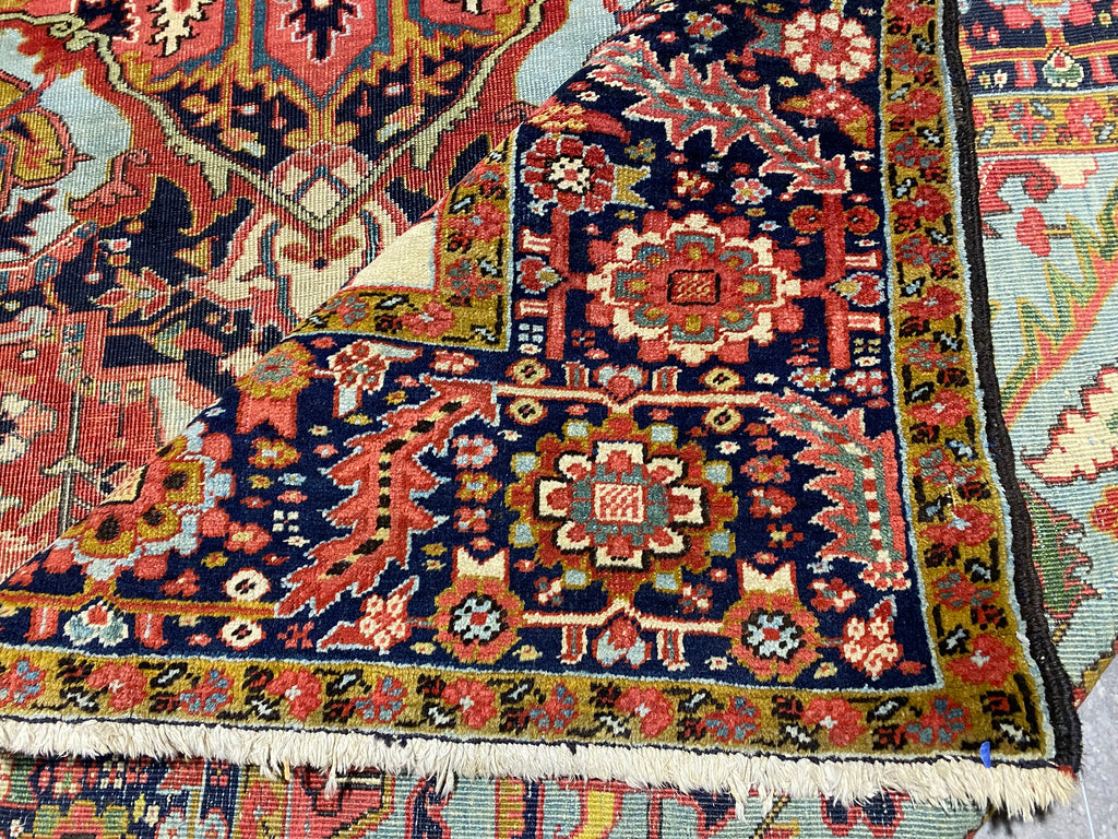 9.0 x 12.5 Genuine Antique Persian Heriz Serapi Rug 1940's #F-6806