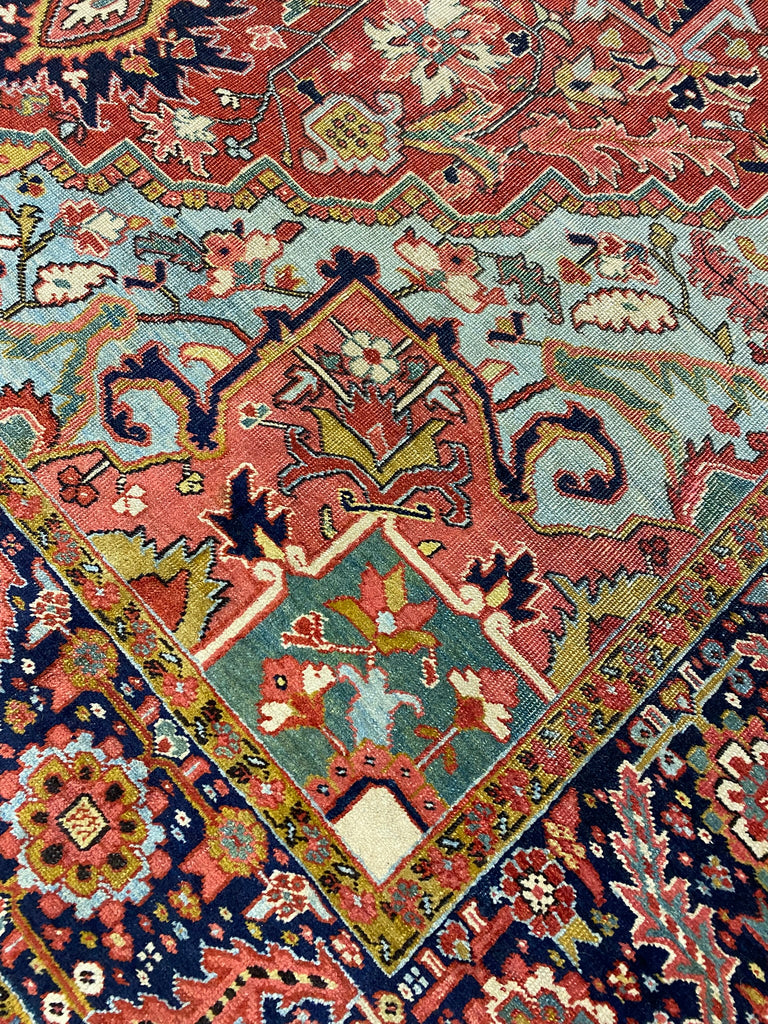 9.0 x 12.5 Genuine Antique Persian Heriz Serapi Rug 1940's #F-6806