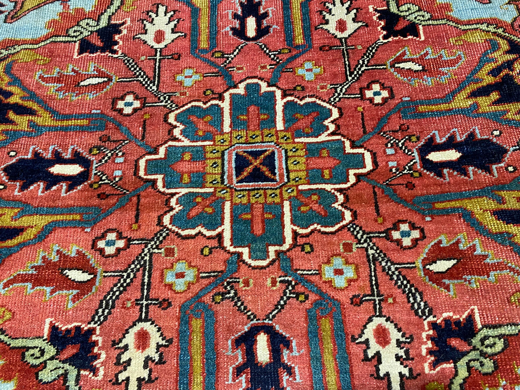 9.0 x 12.5 Genuine Antique Persian Heriz Serapi Rug 1940's #F-6806