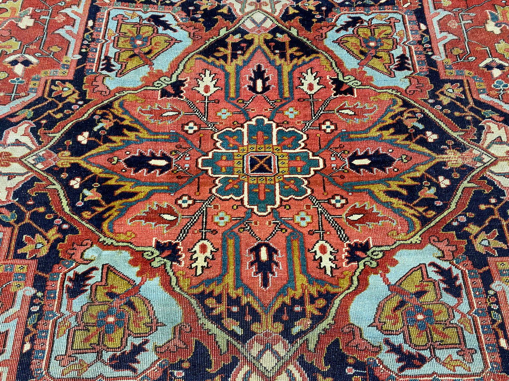 9.0 x 12.5 Genuine Antique Persian Heriz Serapi Rug 1940's #F-6806