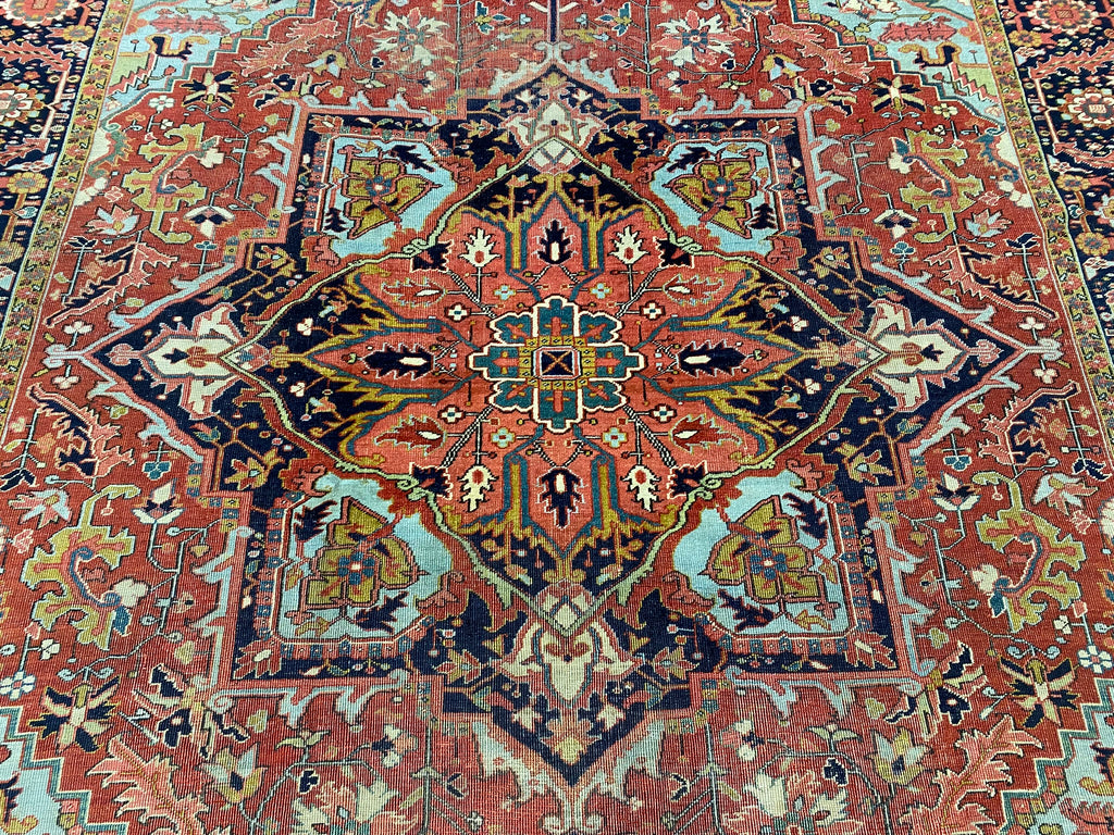 9.0 x 12.5 Genuine Antique Persian Heriz Serapi Rug 1940's #F-6806