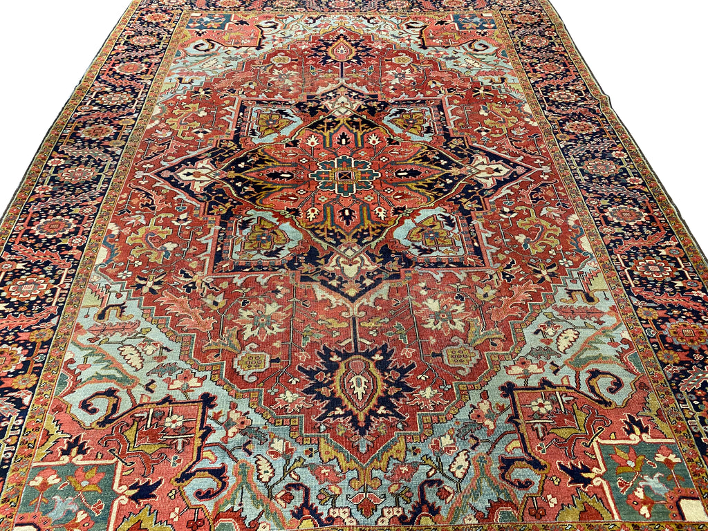 9.0 x 12.5 Genuine Antique Persian Heriz Serapi Rug 1940's #F-6806