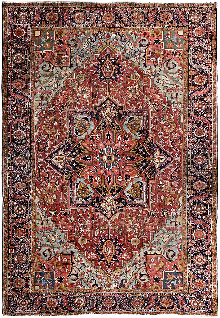 9.0 x 12.5 Genuine Antique Persian Heriz Serapi Rug 1940's #F-6806
