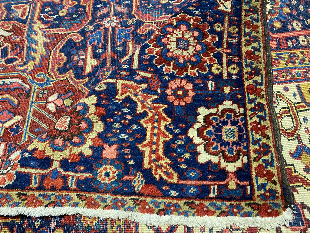 9 x 12 Genuine Antique Persian Heriz Rug 1940's #F-6807