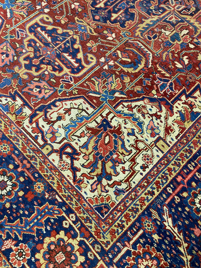 9 x 12 Genuine Antique Persian Heriz Rug 1940's #F-6807