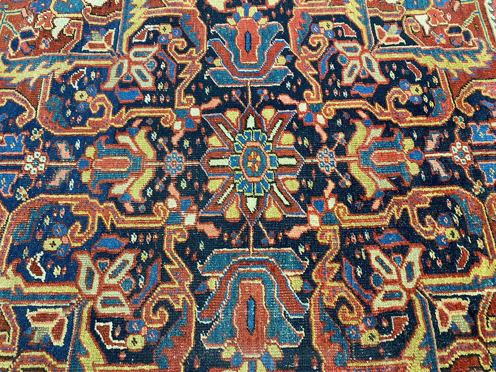 9 x 12 Genuine Antique Persian Heriz Rug 1940's #F-6807