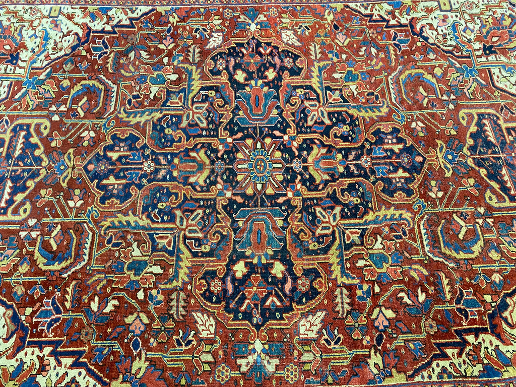 9 x 12 Genuine Antique Persian Heriz Rug 1940's #F-6807